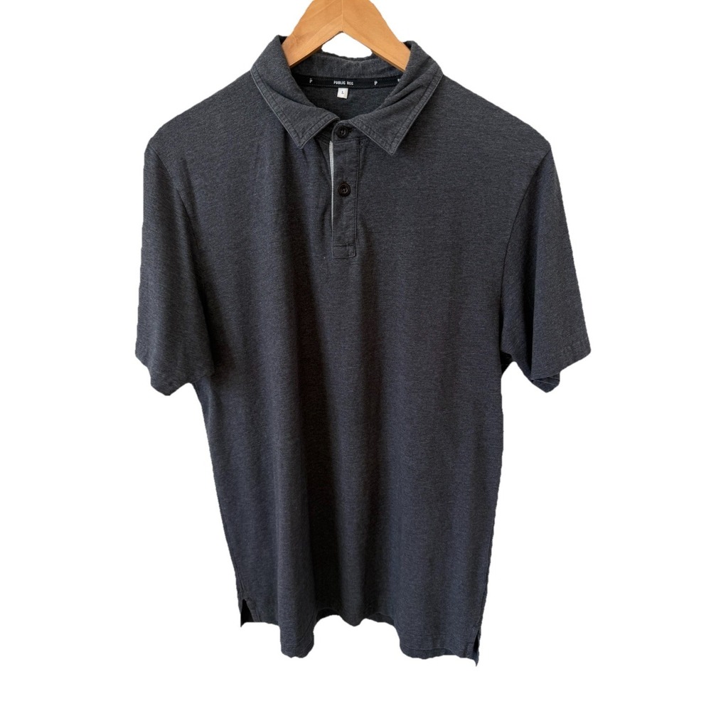 Public Rec Polo Shirt Mens Large Gray Short Sleeve Performance Stretch Preppy